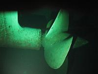 Queen Mary propellor. Underwater view